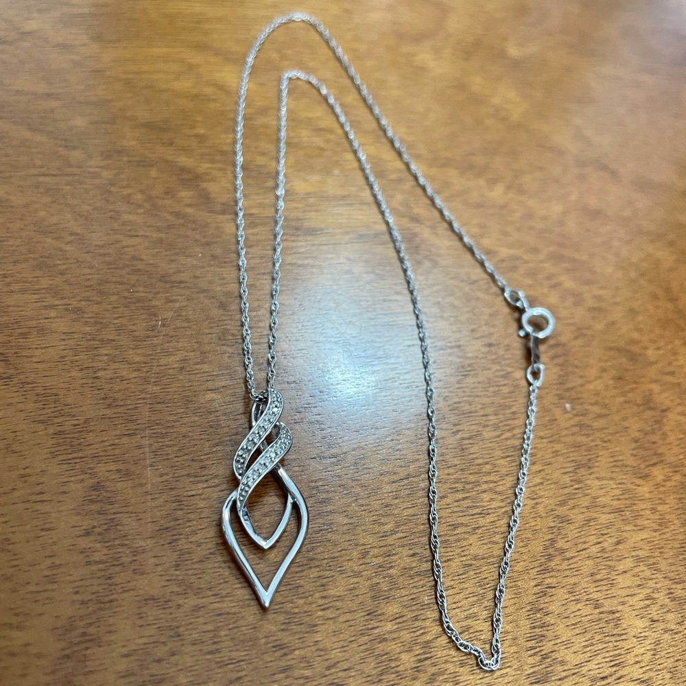 14 karat silver necklace diamonds 925 sterling silver chain and charm w diamonds